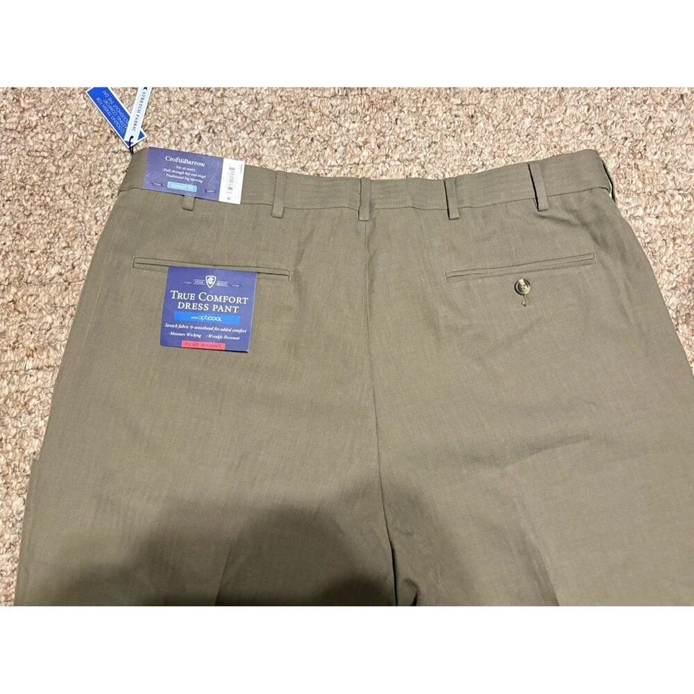 Men's Khaki Flat Front Dress Pants